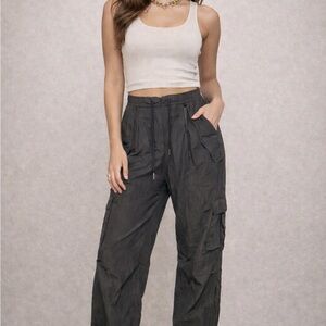 Commense Charcoal Cargo Drawstring Pants | NWT Lightweight Utility Trousers XS